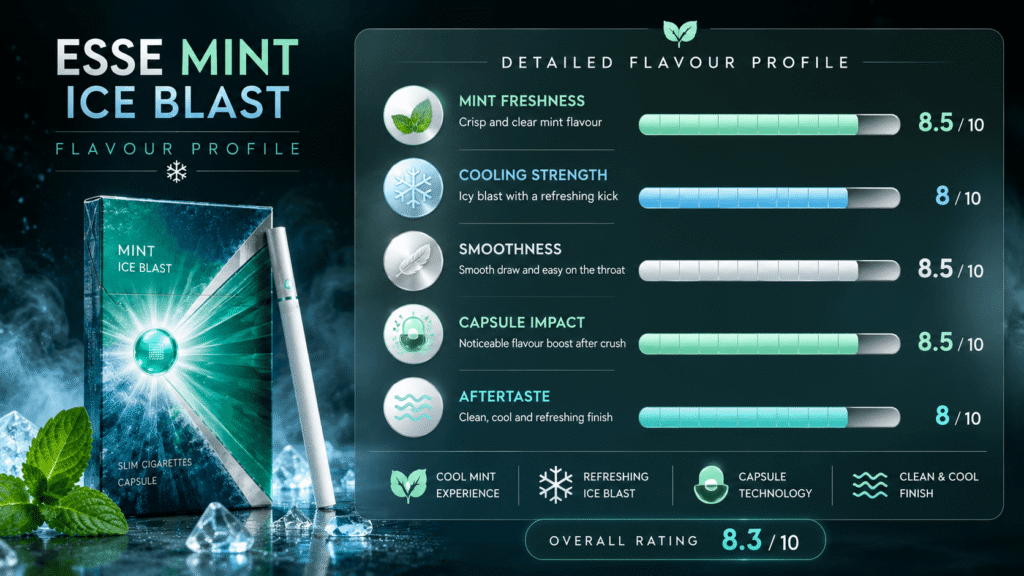 ESSE Mint Ice Blast Review: Flavour, Cooling Strength & Capsule Experience 1 ESSE Mint Ice Blast Review
