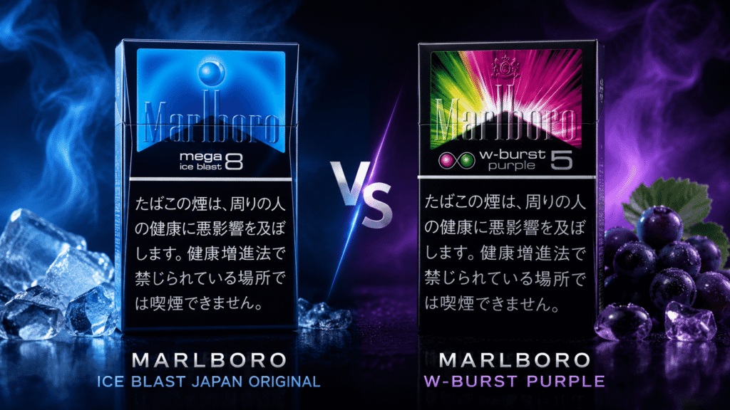 Marlboro Ice Blast Japan Version Original vs Marlboro W-Burst Purple